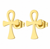 Boucles d'oreilles Croix de Vie Ankh acier or