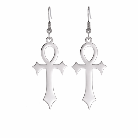 Boucles d'oreilles Croix de Vie Ankh gothique argent