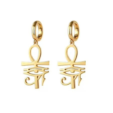 Boucles d'oreilles Croix de Vie Ankh Horus or