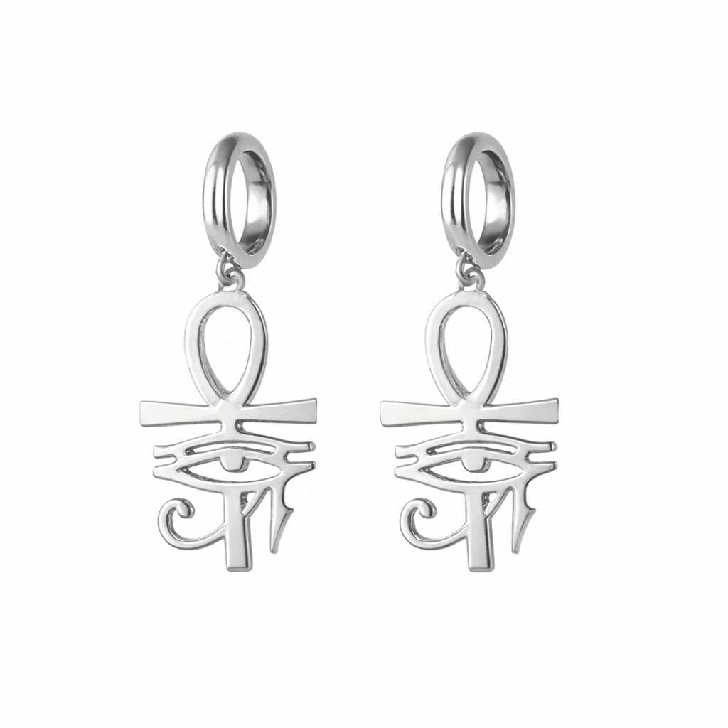 Boucles d'oreilles Croix de Vie Ankh Horus argent