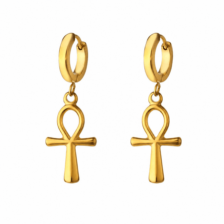 Boucles d'oreilles Croix de Vie Ankh or