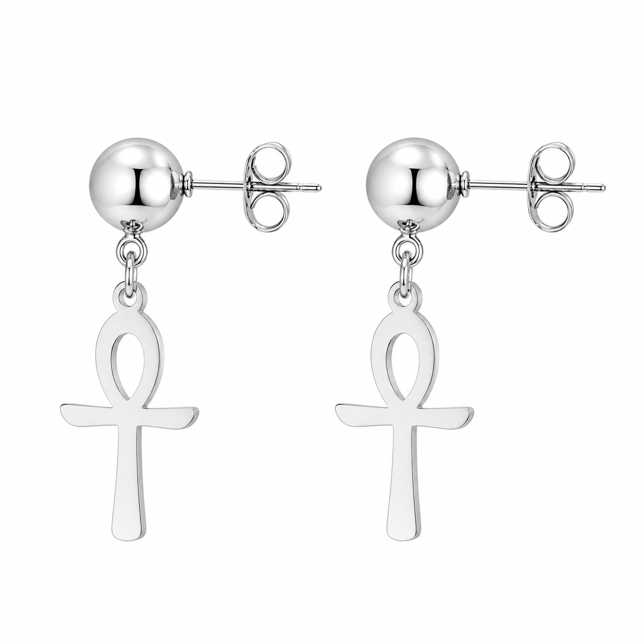 Boucles d'oreilles Croix de Vie Ankh clips argent