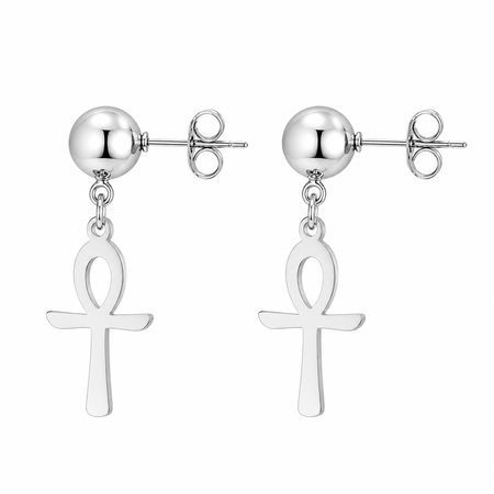 Boucles d'oreilles Croix de Vie Ankh clips argent