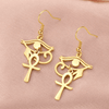 Boucles d'oreilles Croix de Vie Ankh oeil d'Horus or