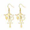 Boucles d'oreilles Croix de Vie Ankh oeil d'Horus or