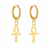 Boucles d'oreilles Croix de Vie Ankh pendante or