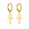 Boucles d'oreilles Croix de Vie Ankh pendante or