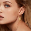 Boucles d'oreilles Croix de Vie Ankh pendante or