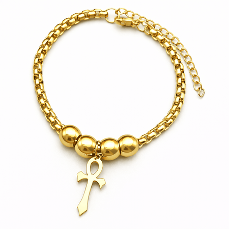 Bracelet Croix de Vie Ankh Gothique or