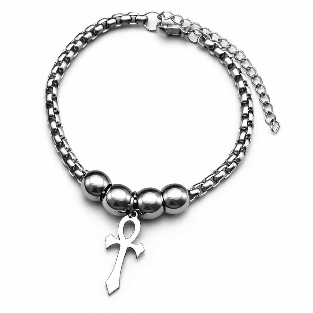 Bracelet Croix de Vie Ankh gothique argent