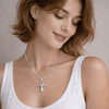 Collier pendentif Croix de Vie Ankh chaîne lame acier argent