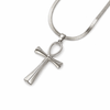 Collier pendentif Croix de Vie Ankh chaîne lame acier argent