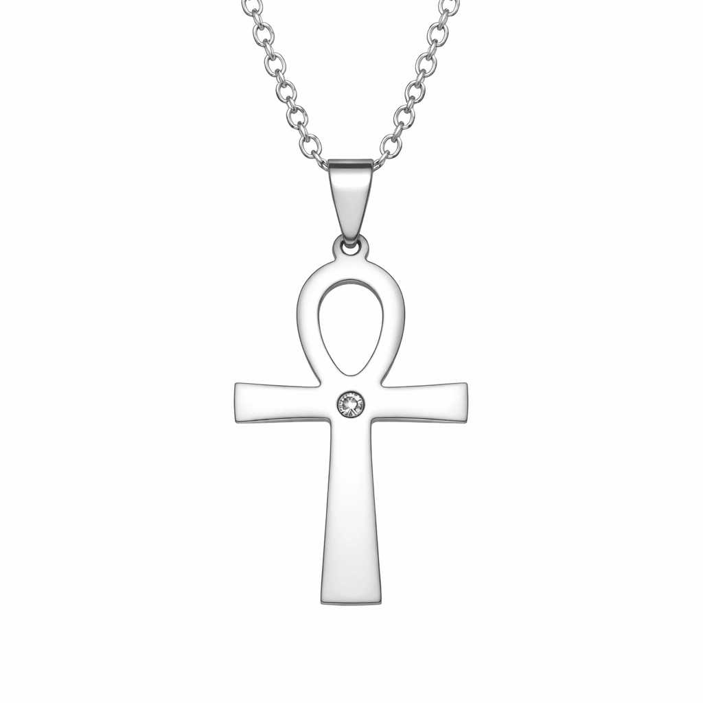 Collier pendentif Croix de Vie Ankh Diamant argent