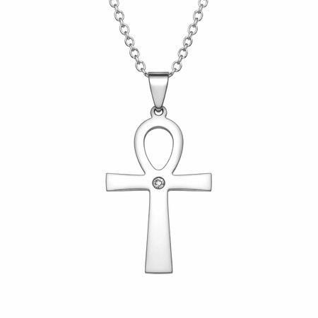 Collier pendentif Croix de Vie Ankh Diamant argent