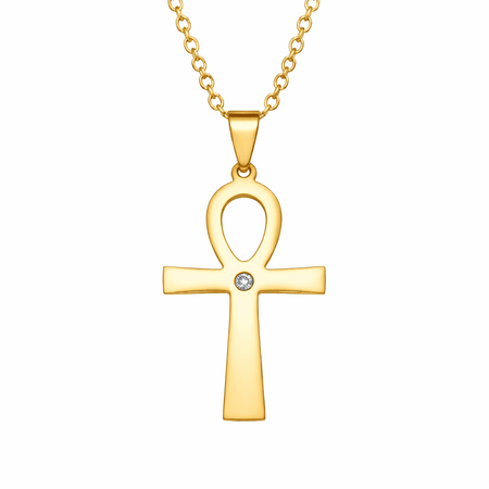 Collier pendentif Croix de Vie Ankh Diamant or