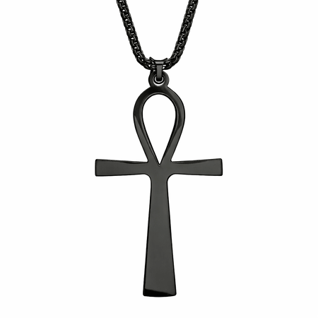 Collier pendentif Croix de Vie Ankh égyptien noir