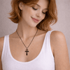 Collier pendentif Croix de Vie Ankh égyptien noir