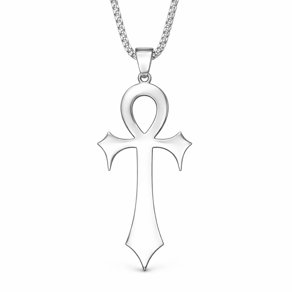 Collier pendentif Croix de Vie Ankh gothique argent