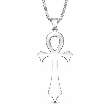 Collier pendentif Croix de Vie Ankh gothique argent