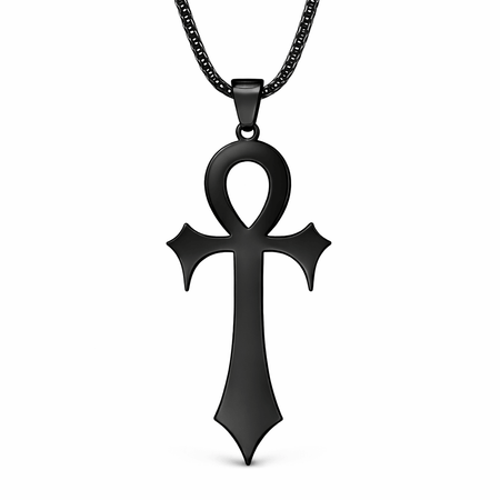 Collier pendentif Croix de Vie Ankh Gothique noir