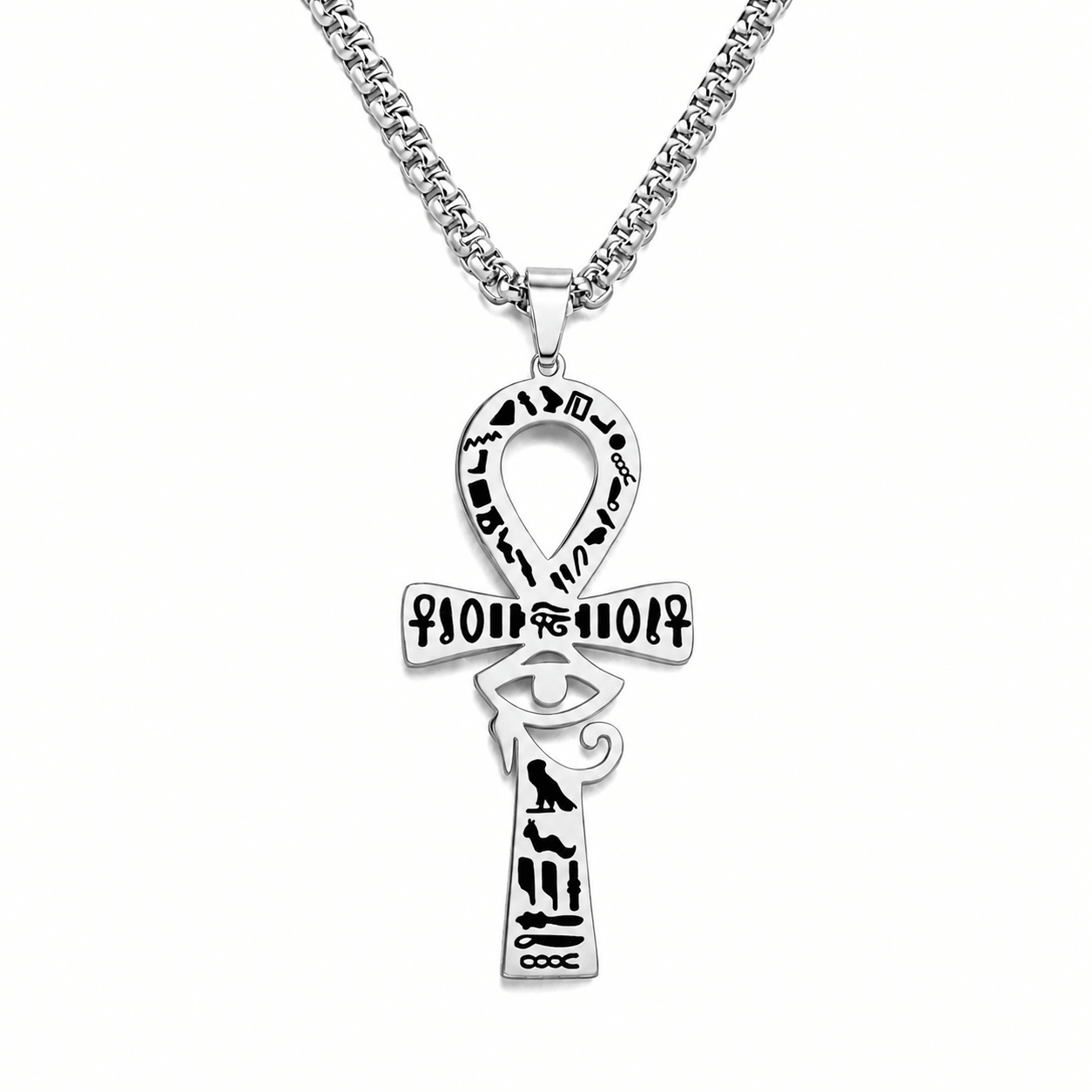 Collier pendentif Croix de Vie Ankh Hiéroglyphe Horus argent