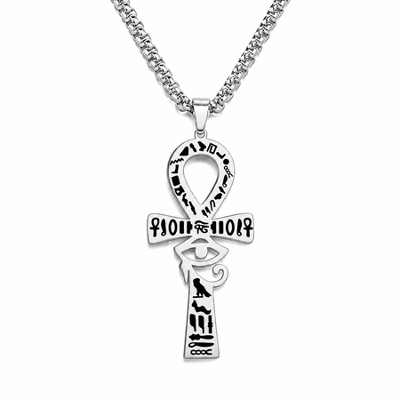 Collier pendentif Croix de Vie Ankh Hiéroglyphe Horus argent