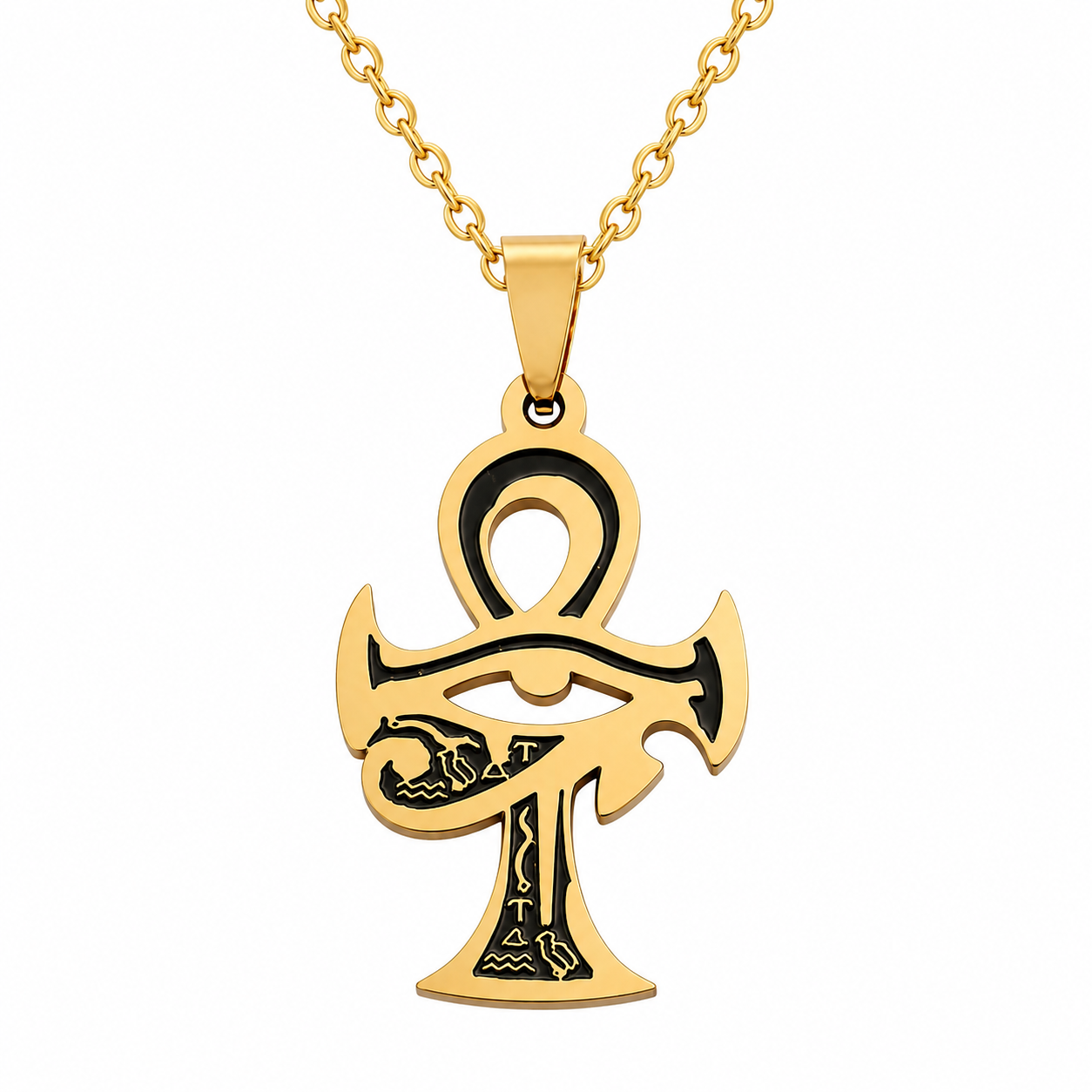 Collier pendentif Croix de Vie Ankh Ra or