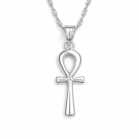 Collier pendentif Croix de Vie Ankh élégant argent