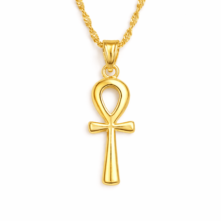 Collier pendentif Croix de Vie Ankh élégant or