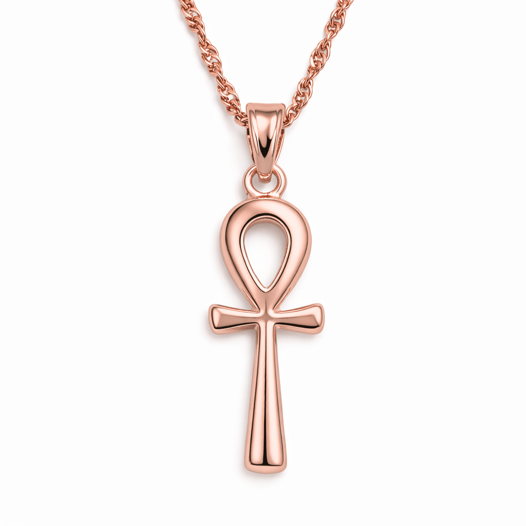 Collier pendentif Croix de Vie Ankh élégant or rose
