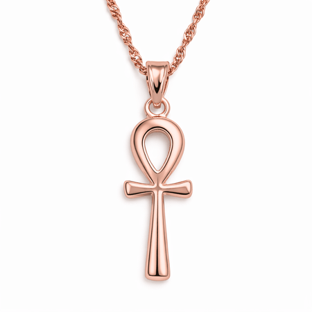 Collier pendentif Croix de Vie Ankh élégant or rose