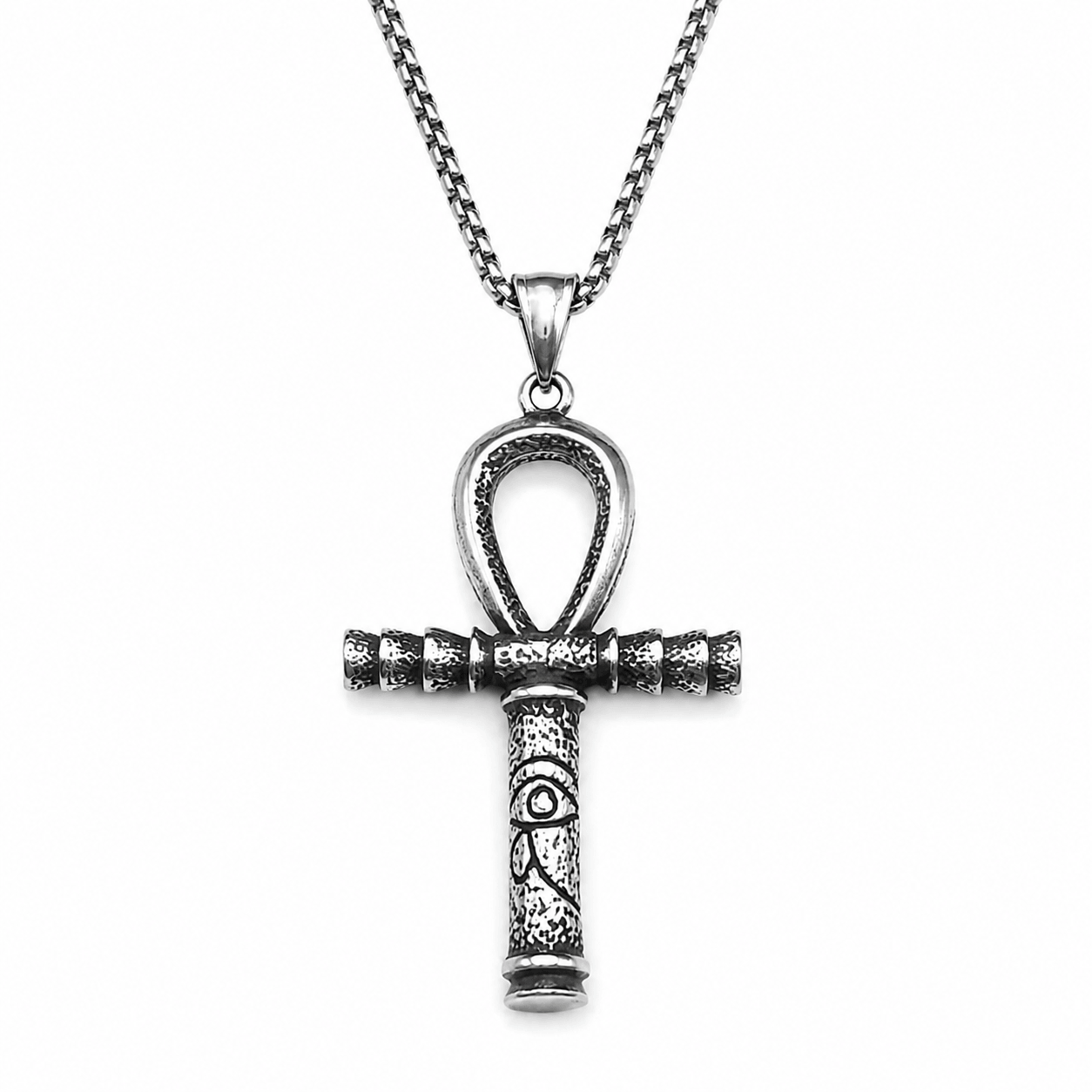 Collier pendentif Croix de Vie Ankh ancien argent