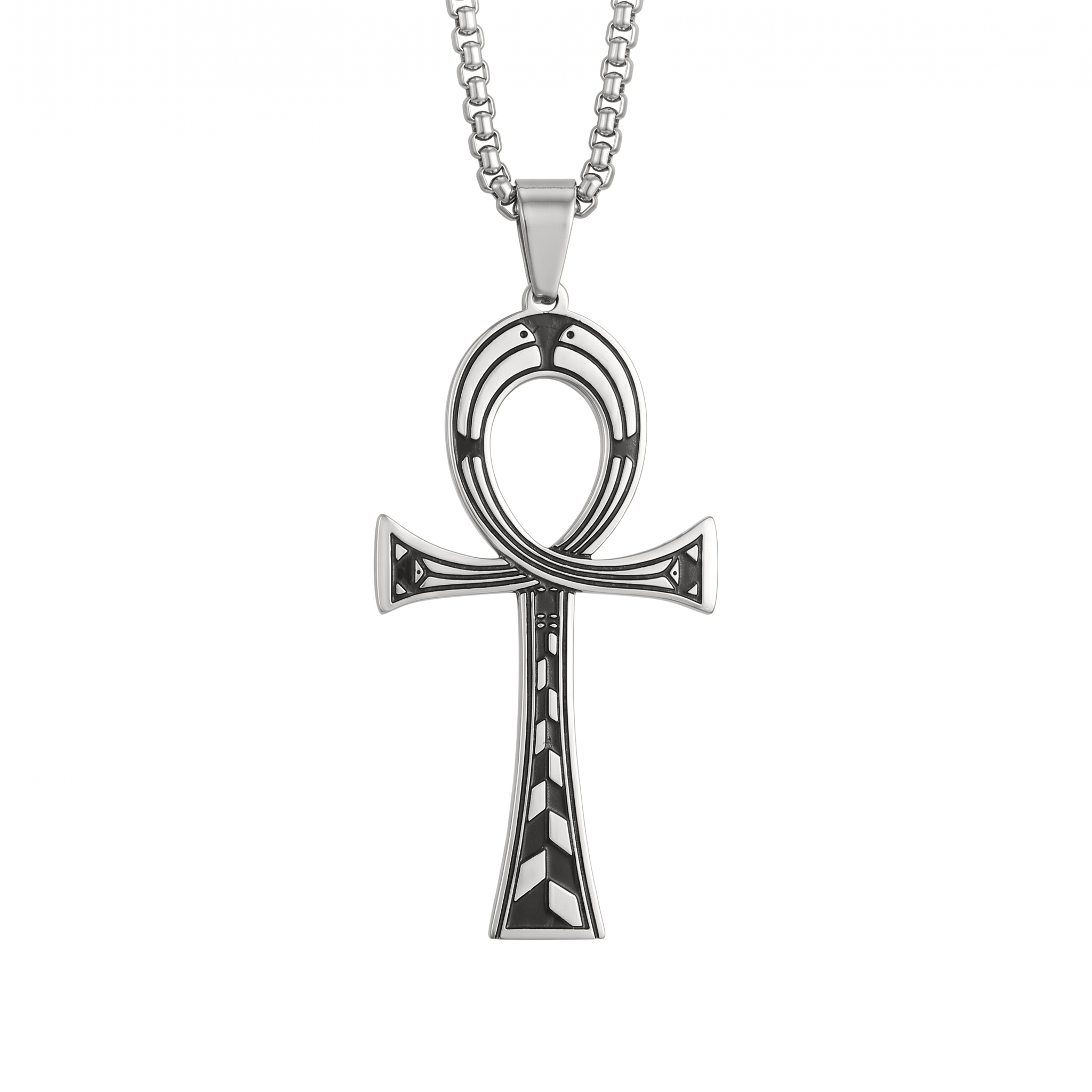 Collier pendentif Croix de Vie Ankh artistique argent