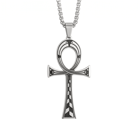 Collier pendentif Croix de Vie Ankh artistique argent