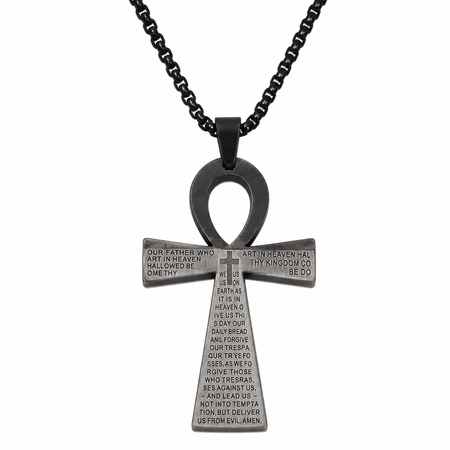 Collier pendentif Croix de Vie Ankh chrétien noir