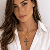 Collier pendentif Croix de Vie Ankh Hiéroglyphe noir or