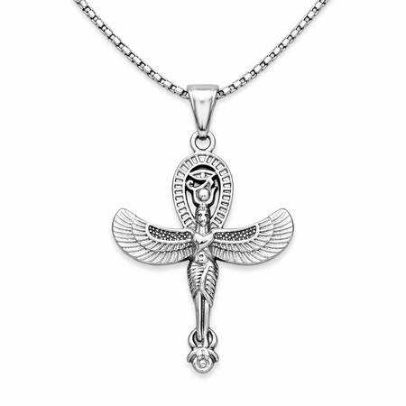 Collier pendentif Croix de Vie Ankh Horus argent