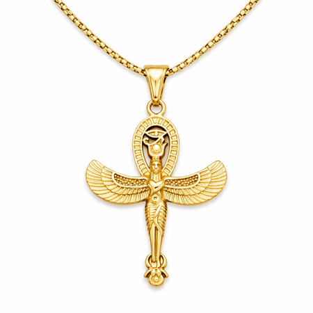 Collier pendentif Croix de Vie Ankh Horus or