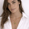 Collier pendentif Croix de Vie Ankh Horus or cristal vert