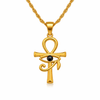 Collier pendentif Croix de Vie Ankh Horus or cristal noir