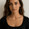 Collier pendentif Croix de Vie Ankh œil de tigre or