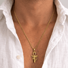 Collier pendentif Croix de Vie Ankh Oeil d'Horus or
