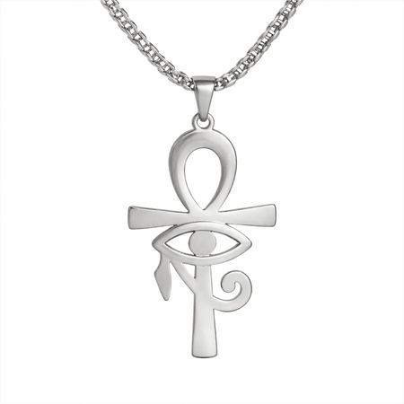 Collier pendentif Croix de Vie Ankh Oeil d'Horus argent