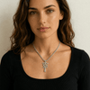 Collier pendentif Croix de Vie Ankh Oudjat strass argent