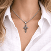 Collier pendentif Croix de Vie Ankh Serpent acier argent