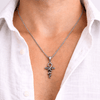 Collier pendentif Croix de Vie Ankh Serpent acier argent