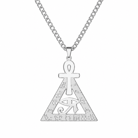 Collier pendentif Croix de Vie Ankh triangle Horus argent