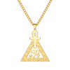 Collier pendentif Croix de Vie Ankh triangle Horus or