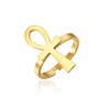 Bague ajustable Croix de Vie Ankh or
