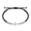 Bracelet Croix de Vie Ankh argent cordon noir sur fond blanc